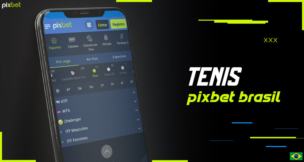 O tênis está disponível para apostas no aplicativo móvel da Pixbet Brazil