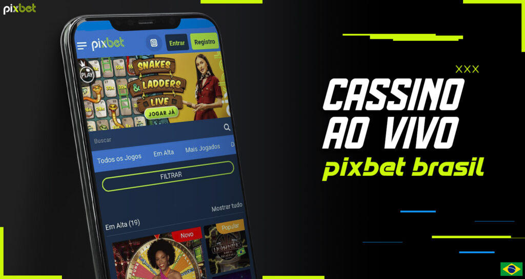 Descrição detalhada da seção 'Live Casino' no aplicativo móvel da Pixbet Brazil