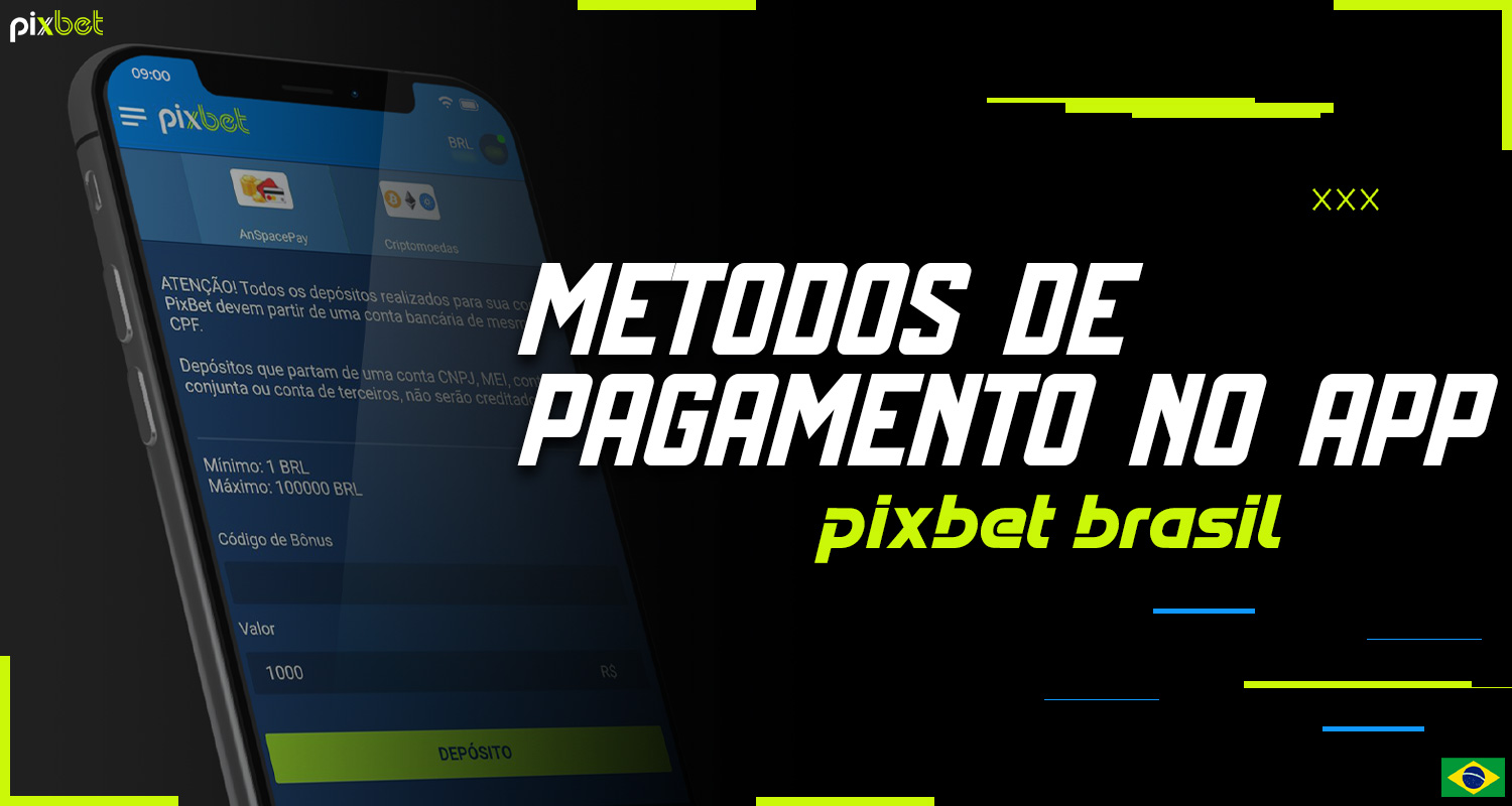 Descrição detalhada dos métodos de depósito e saque no aplicativo móvel da Pixbet Brazil