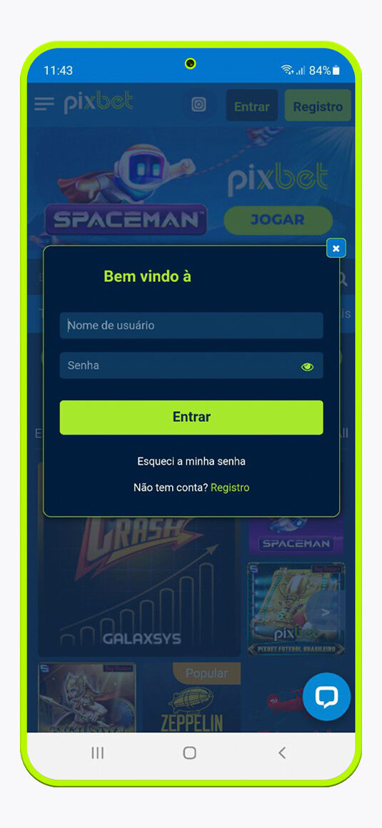 Captura de tela da interface do aplicativo móvel Pixbet Brasil