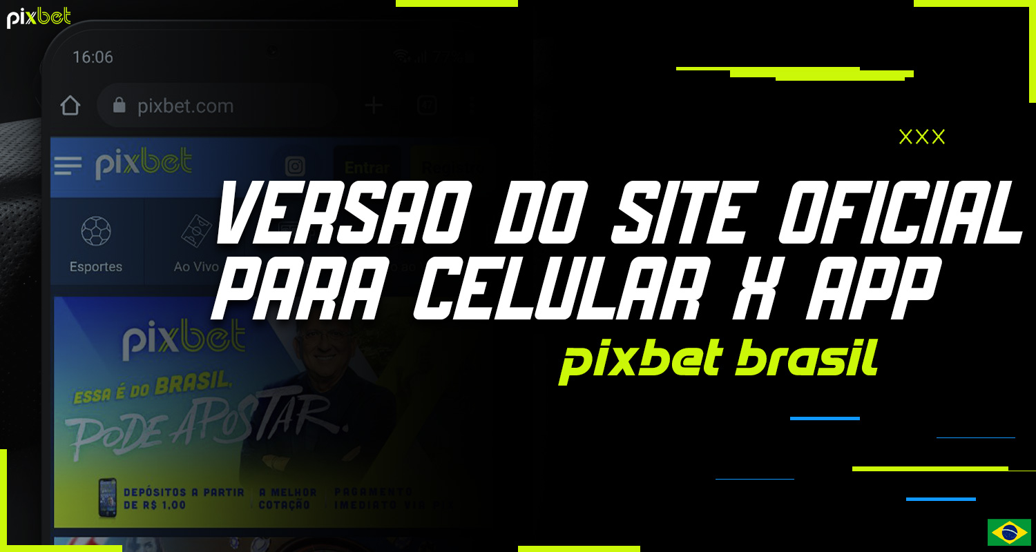 Descrição detalhada da versão móvel do site da Pixbet Brazil