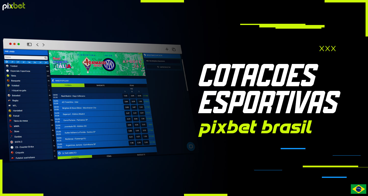 Descrição detalhada das cotações desportivas na plataforma Pixbet Brasil